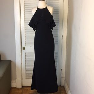 Badgley Mischka Off Shoulder Ruffle Black Gown 2
